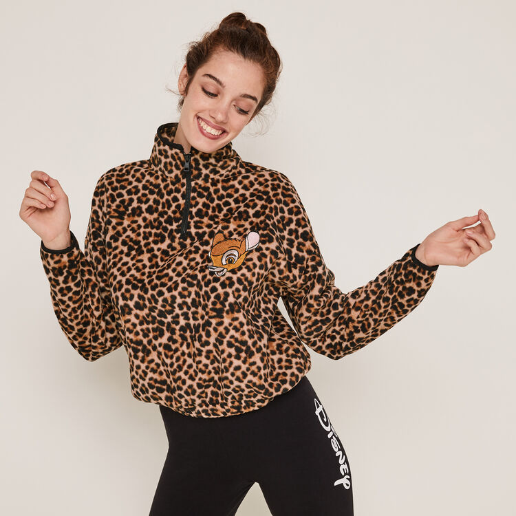 Sweat polaire à zip print léopard toobambiz Sweat polaire à zip print léopard toobambiz;