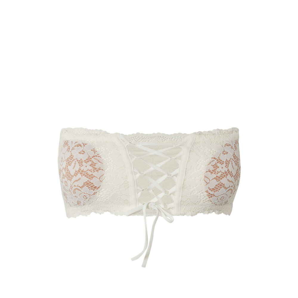 Soutien-gorge bandeau sans armatures effet corset - écru ecru.