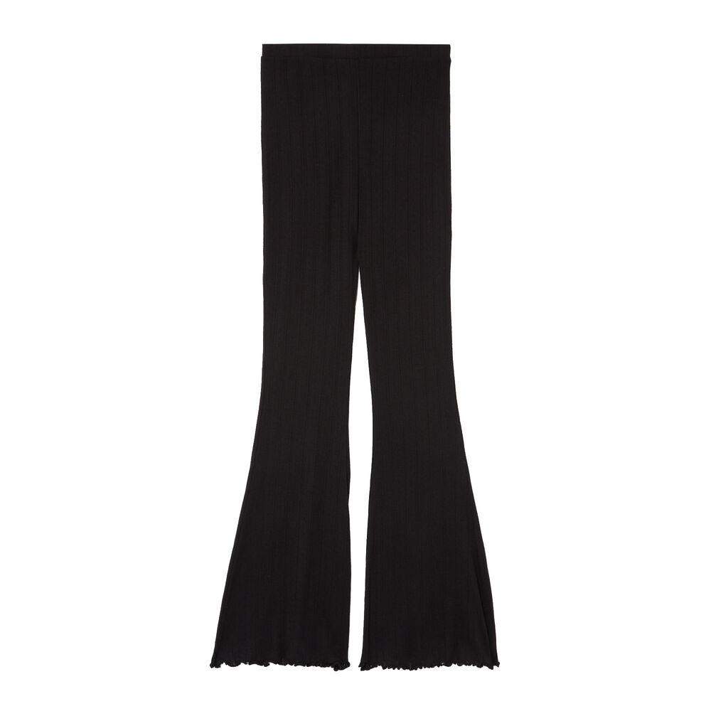 Pantalon flare maille pointelle - noir noir.
