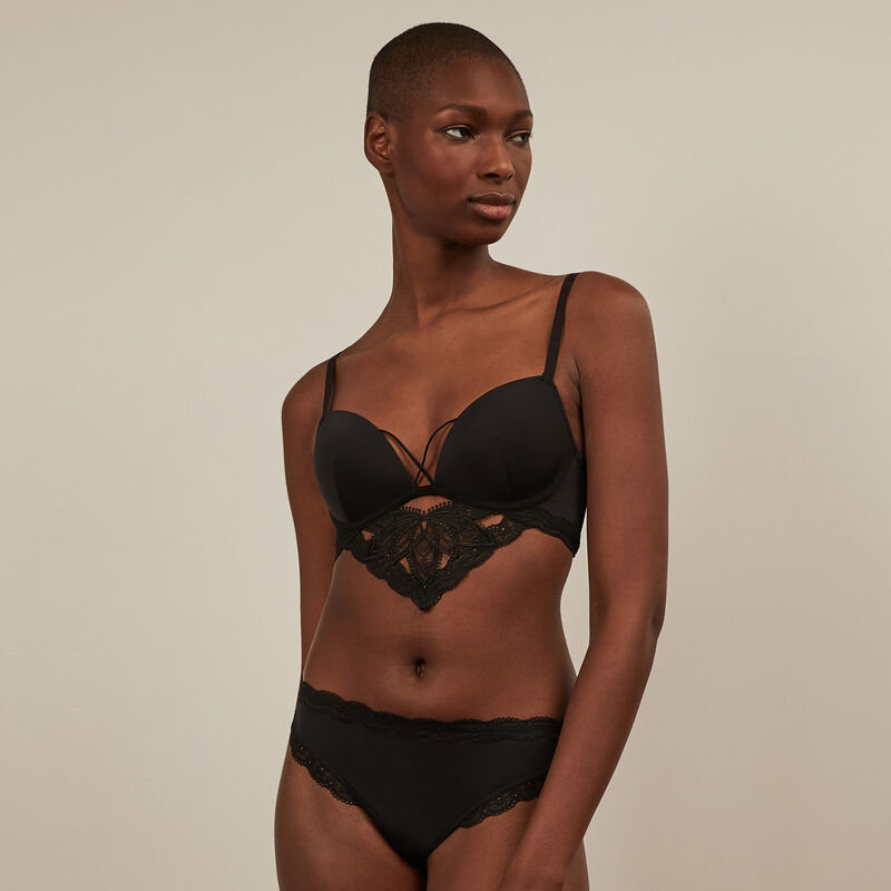Soutien-gorge push micro et dentelle - noir Soutien-gorge push micro et dentelle - noir ;