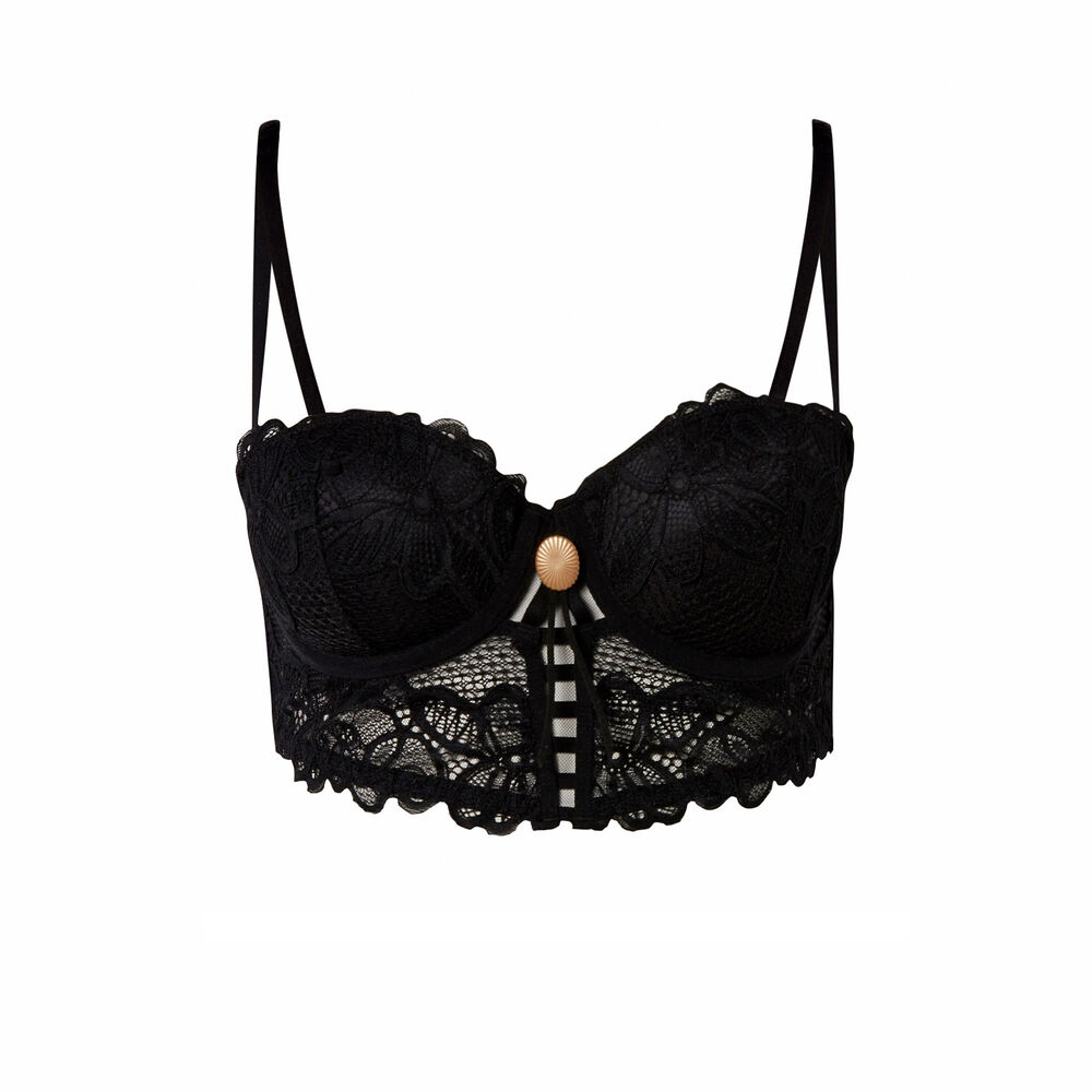 Soutien-gorge bustier push-up détail médaille - noir noir.