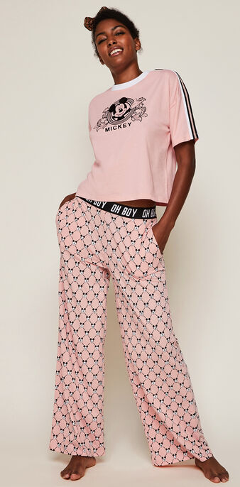 Pantalon large logo mickey versaqueeniz rose.