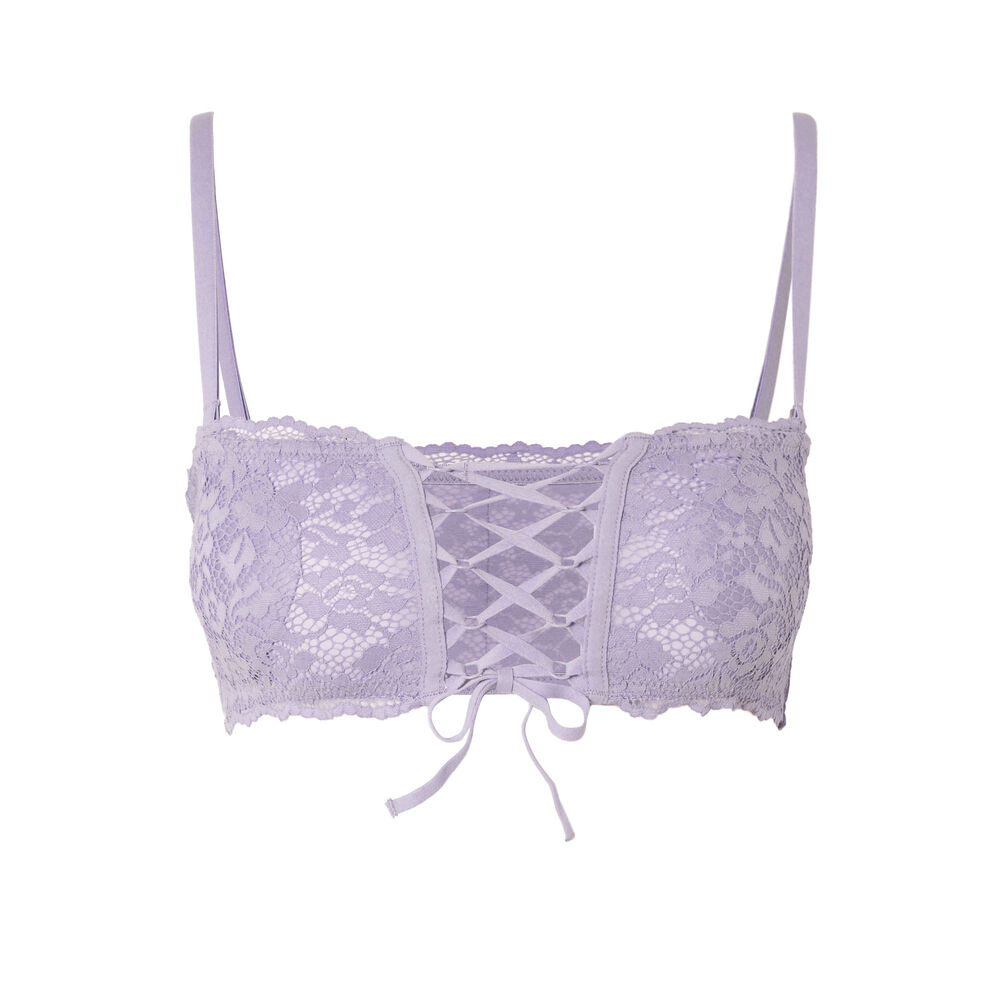 Soutien-gorge bandeau sans armatures effet corset - lilas violet.