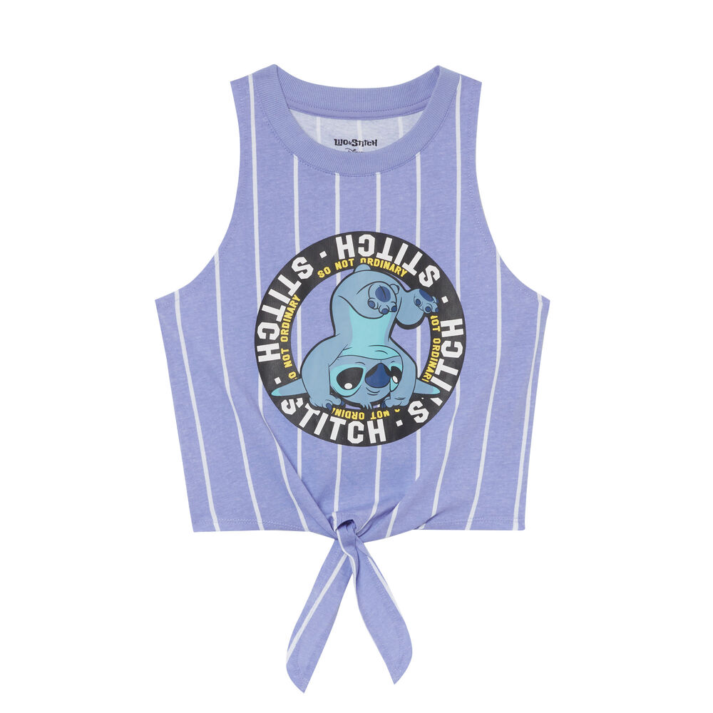 Top noué imprimé stitch - bleu bleu.