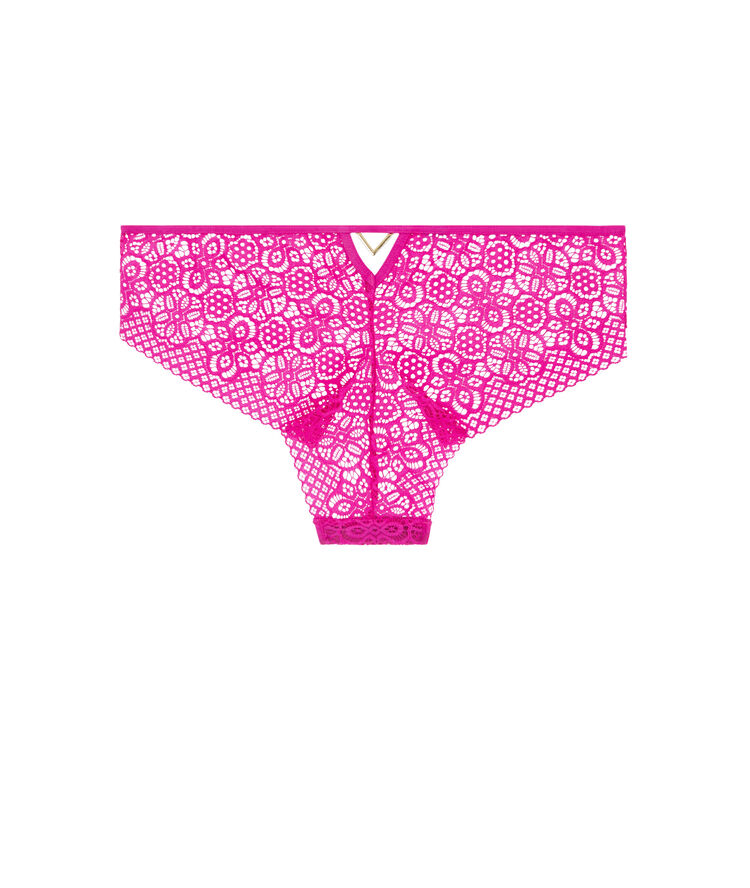 Shorty en dentelle détail bijou ethnobiz fuchsia.