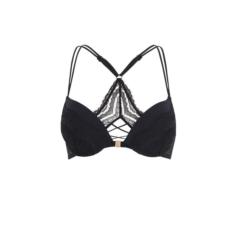 Soutien-gorge push micro/dentelle dos travaille pushwaviz noir.