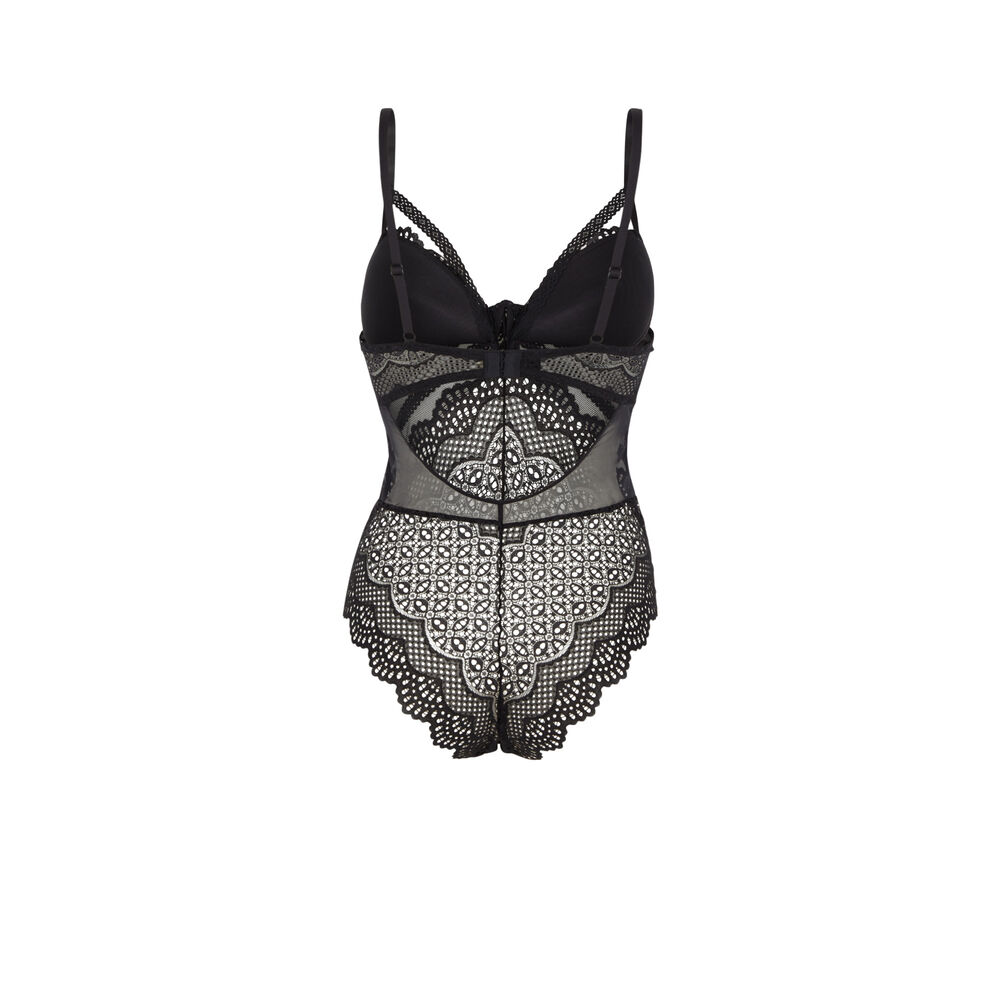 Body push-up en dentelle avec liens - noir noir.