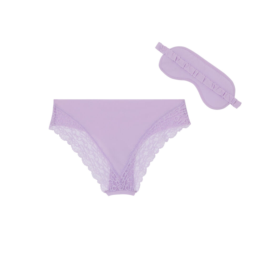 Set masque et culotte à imprimé texte - lilas violet.