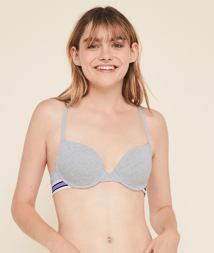Soutien-gorge ampli coton uni toocooliz gris.