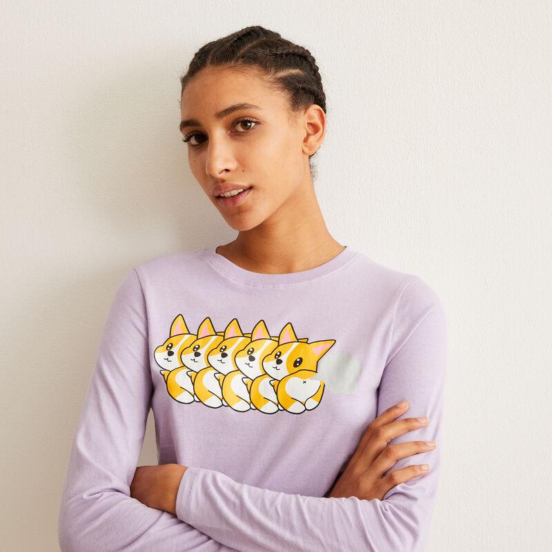 set de pyjama à manches longues motifs corgi - violet set de pyjama à manches longues motifs corgi - violet;