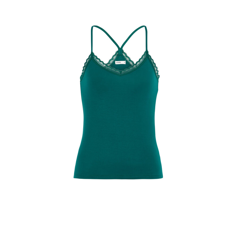 Top en jersey à fines bretelles vitamiz vert.