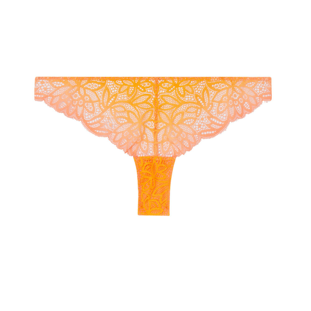 Tanga dentelle à dégradé de couleur - mangue orange.