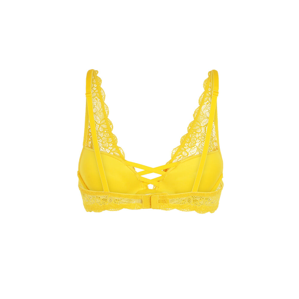 Soutien-gorge push-up foulard en dentelle - jaune jaune.