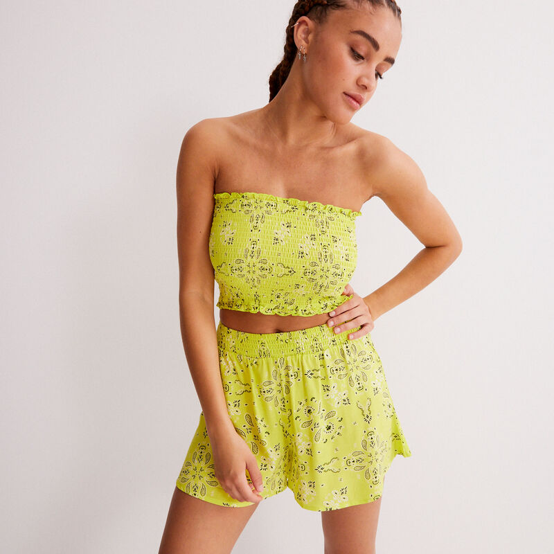top froncé bandeau imprimé bandana - vert top froncé bandeau imprimé bandana - vert;