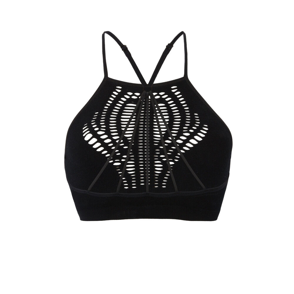Brassière décolleté ajouré et dos croisé - noir noir.