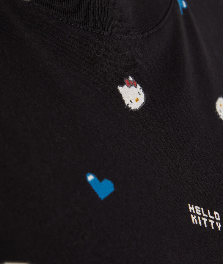 Top à manches courtes imprimé hello kitty allkittiz noir.