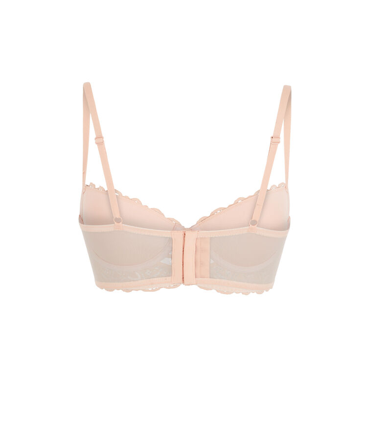 Soutien-gorge bustier push dentelle et bandings marceliz rose poudré.
