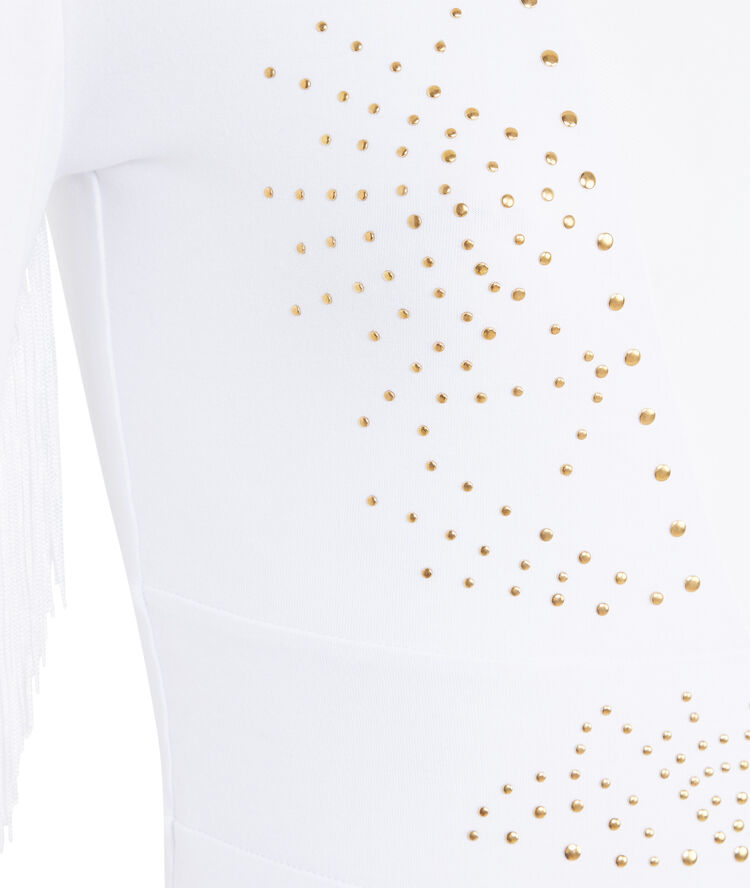 Body en jersey à franges détail studs elviz blanc.