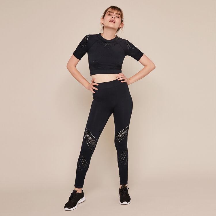 Legging sport sans coutures uni herosportiz noir.