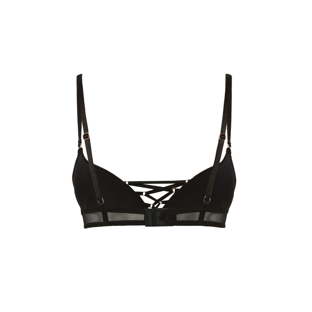 Soutien-gorge ultrapush en dentelle et liens - noir noir.