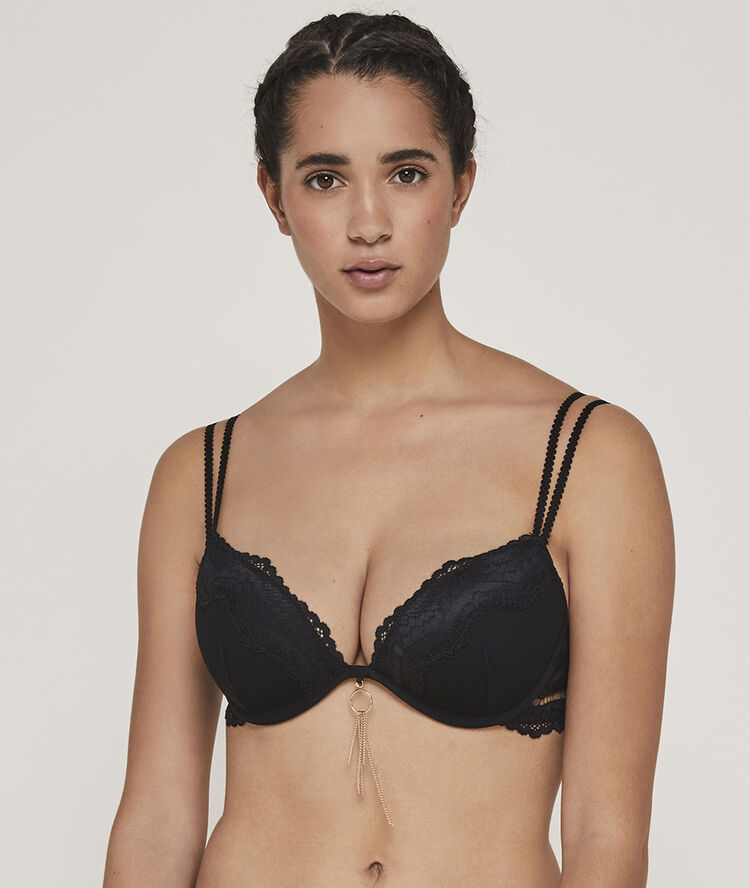 Soutien-gorge push-up détail bijou superstariz noir.