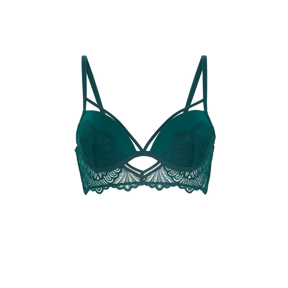 Soutien-gorge push-up liens croisés - vert vert.