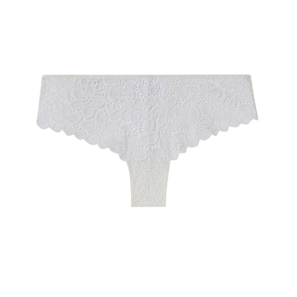 Shorty à dentelle fleurs détail anneau - écru ecru.