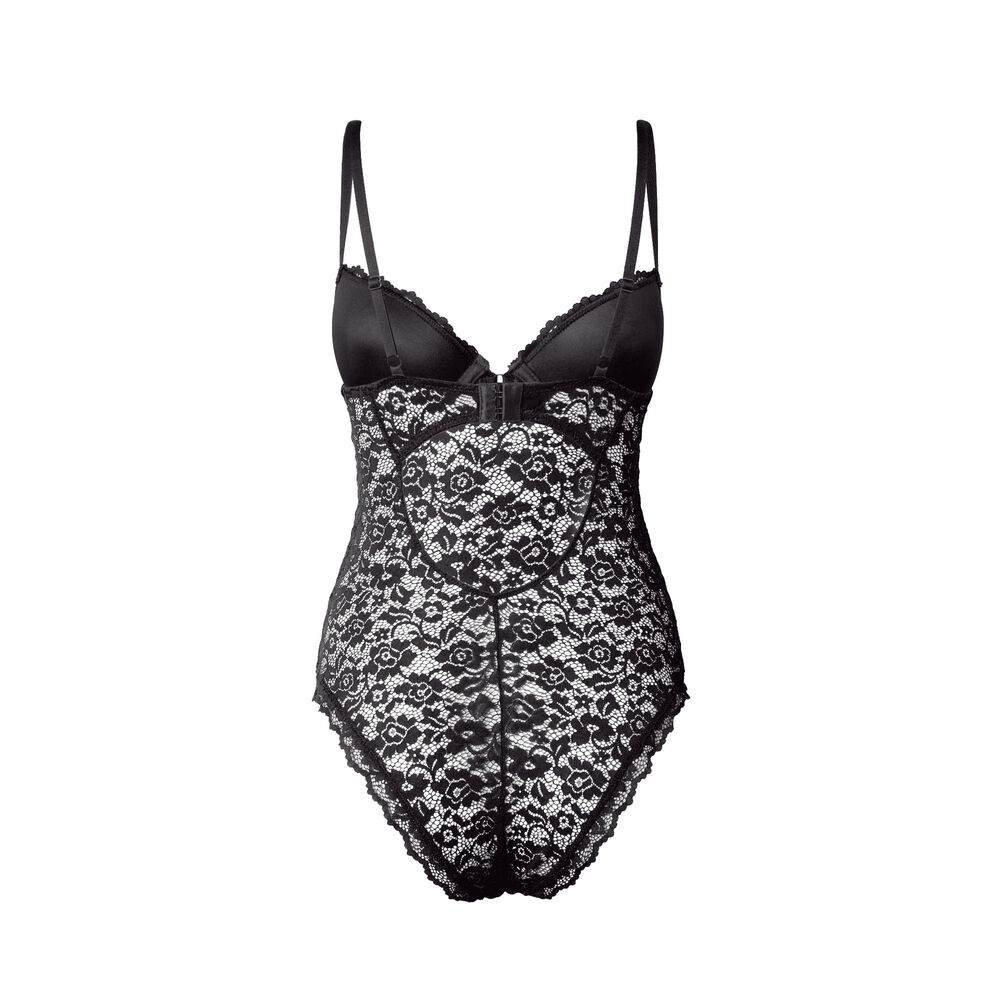 Body ampliforme en dentelle fleurie - noir noir.