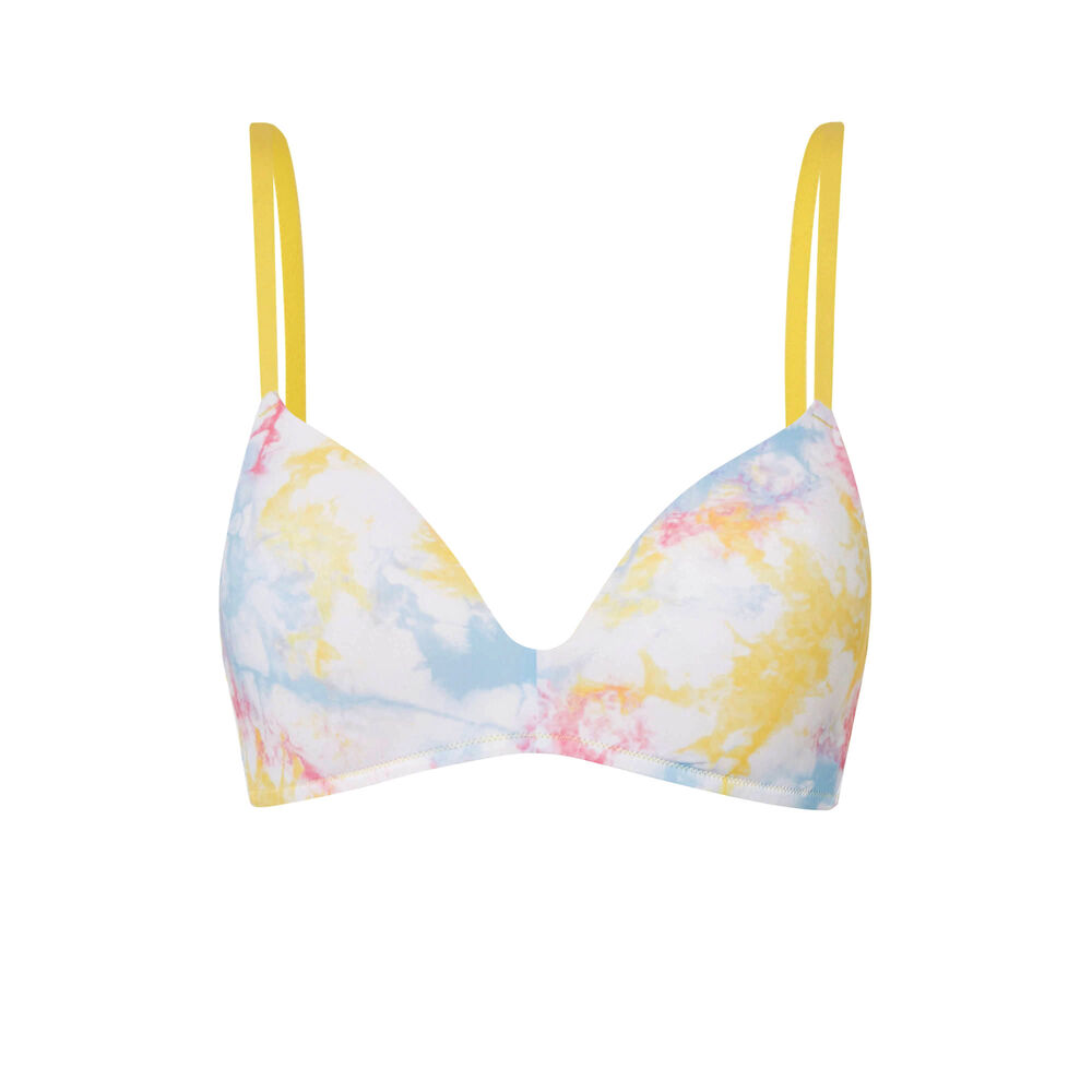 Soutien-gorge ampli micro imprimé tie and dye - jaune jaune.