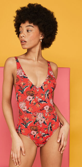 Maillot de bain rouge corail spaniz pink.