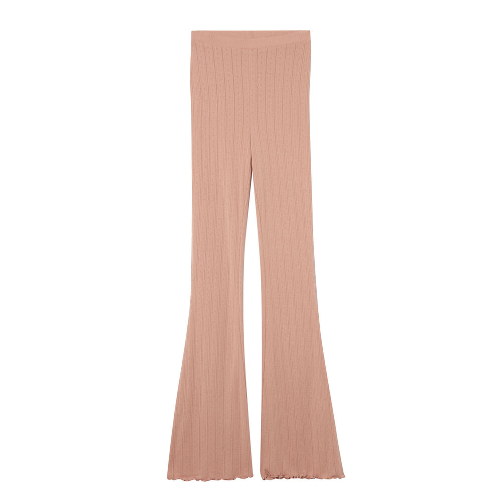 Pantalon flare maille pointelle - beige nude beige.
