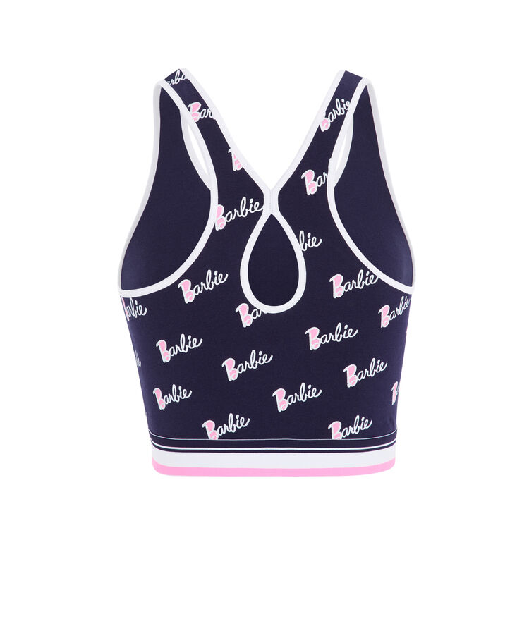 Top brassiere imprime logo barbie chambarbiz bleu marine.