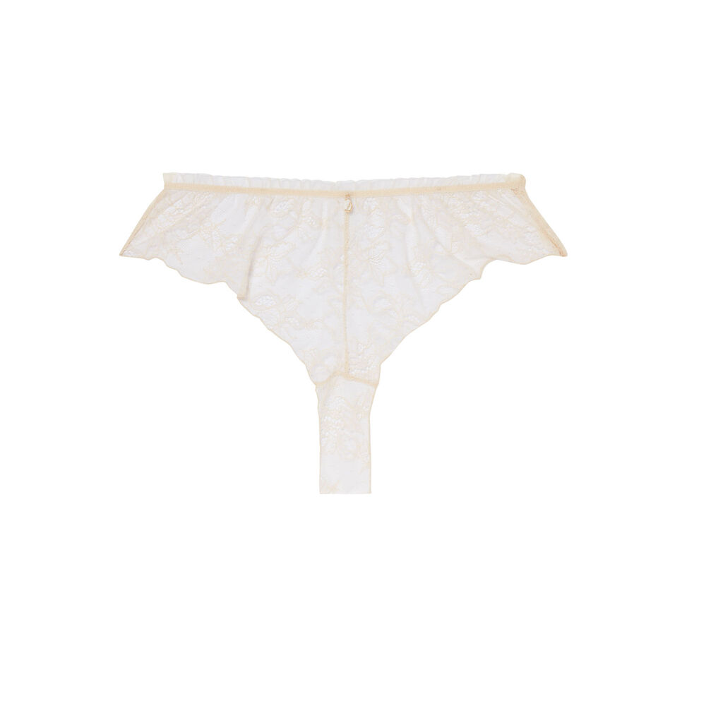 Shorty taille haute en dentelle fine - écru ecru.
