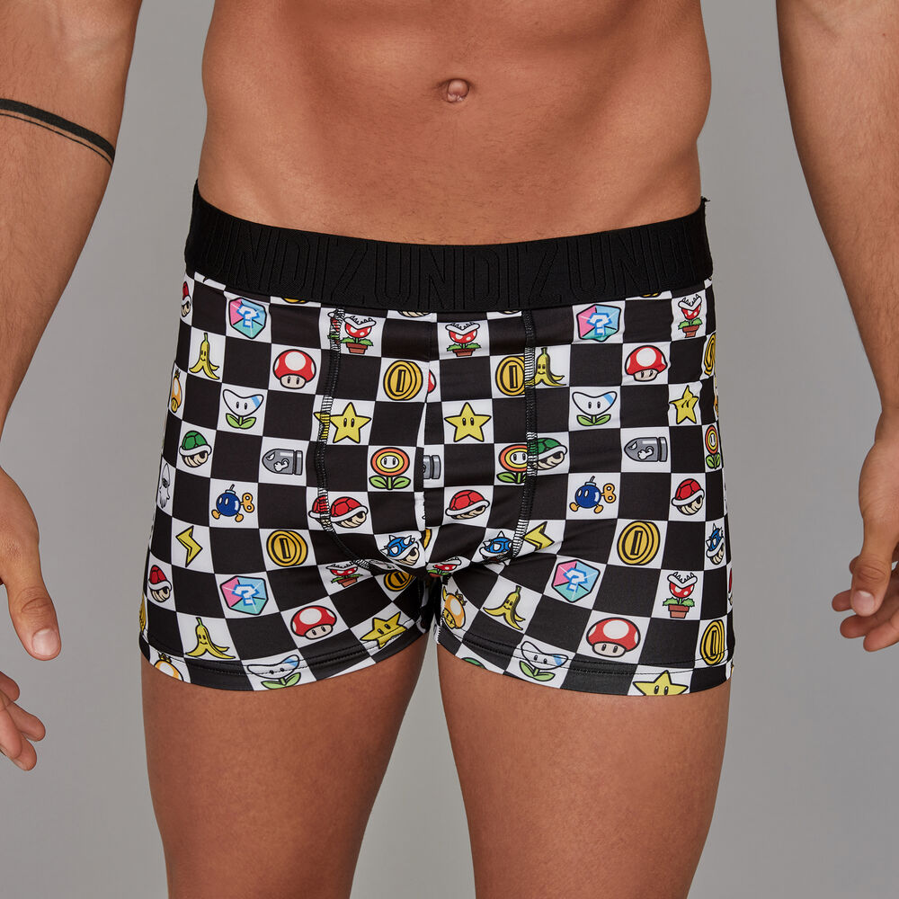 Boxer mario à motif damier - noir noir.