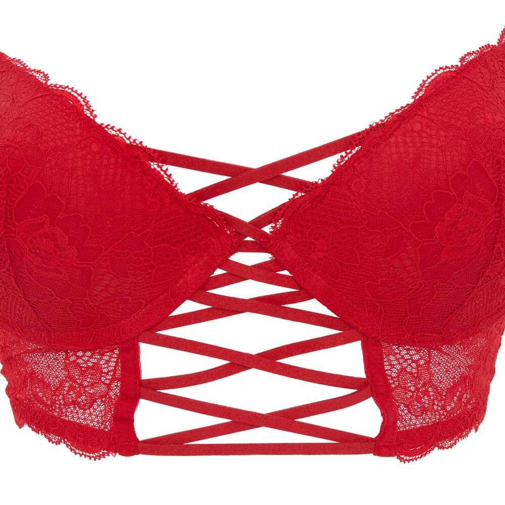 Soutien-gorge bustier push-up dentelle flirtiz rouge.