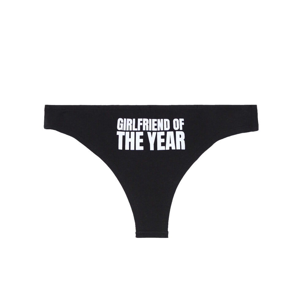 Tanga à message girlfriend of the year - noir noir.