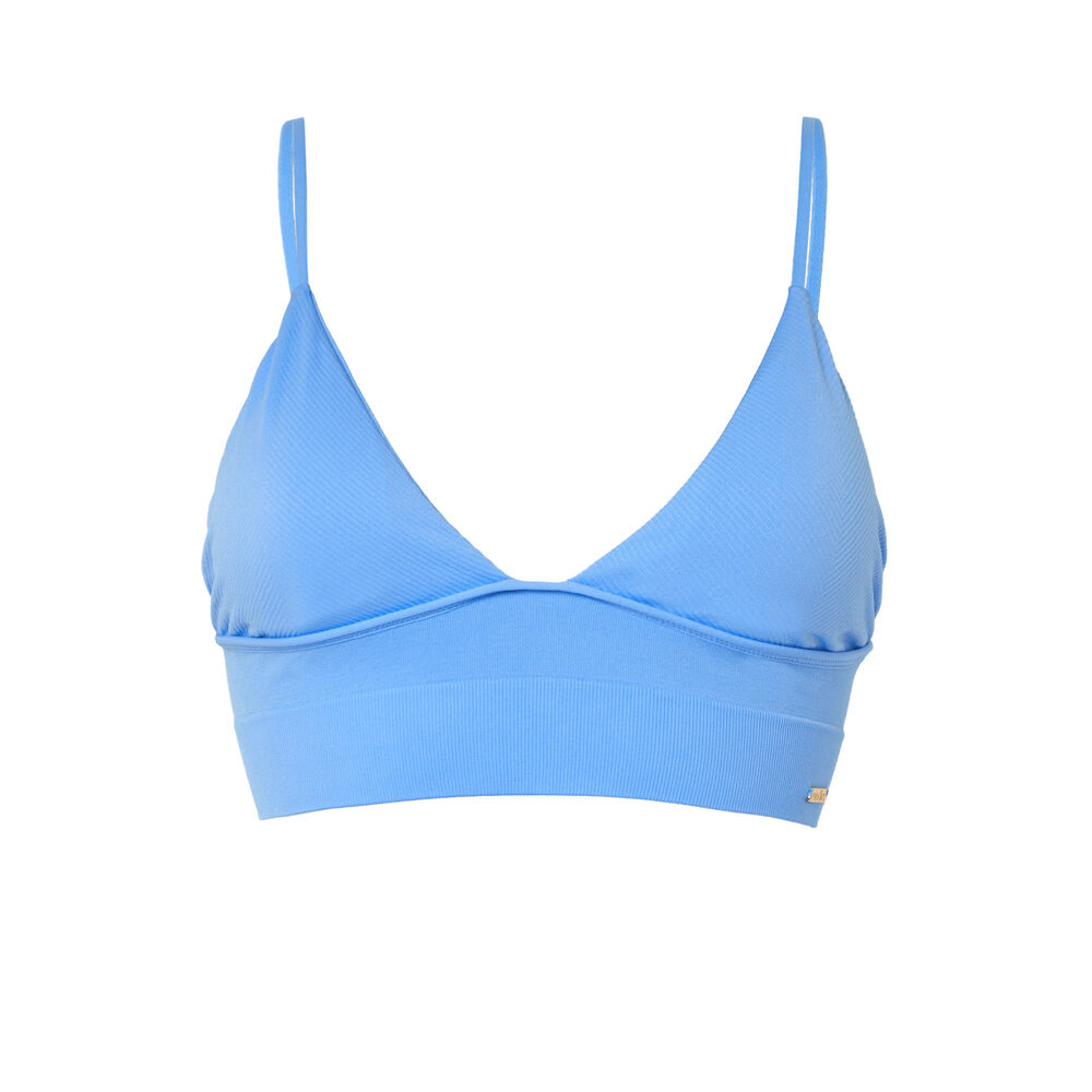 Soutien-gorge triangle cotelé sans armatures - baby blue bleu.