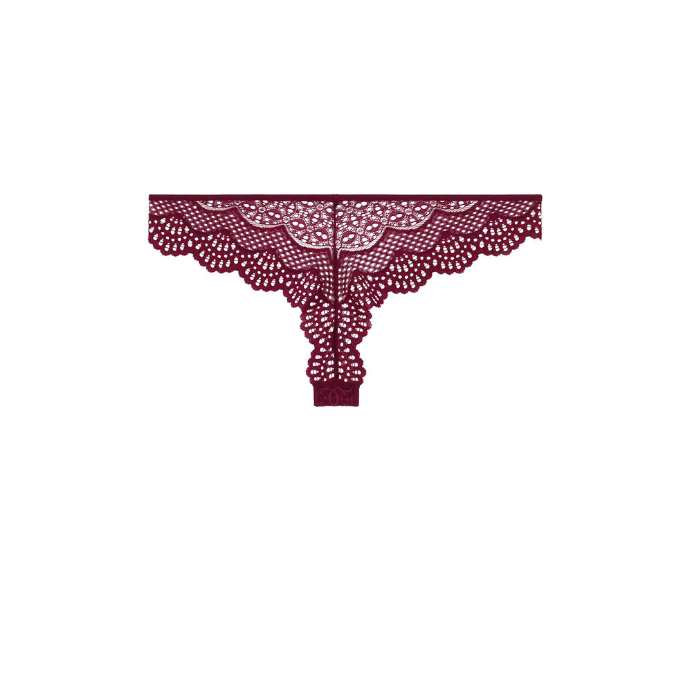 Tanga en dentelle uni - rouge rouge.
