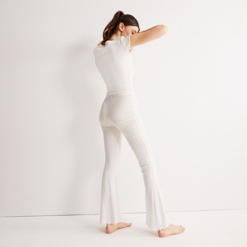 pantalon flare maille pointelle - écru pantalon flare maille pointelle - écru;