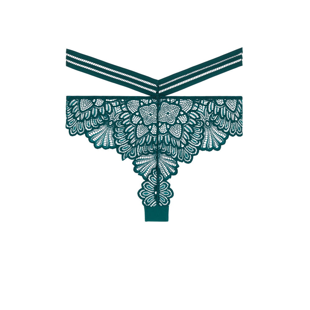 Tanga empiècement dentelle - vert vert.