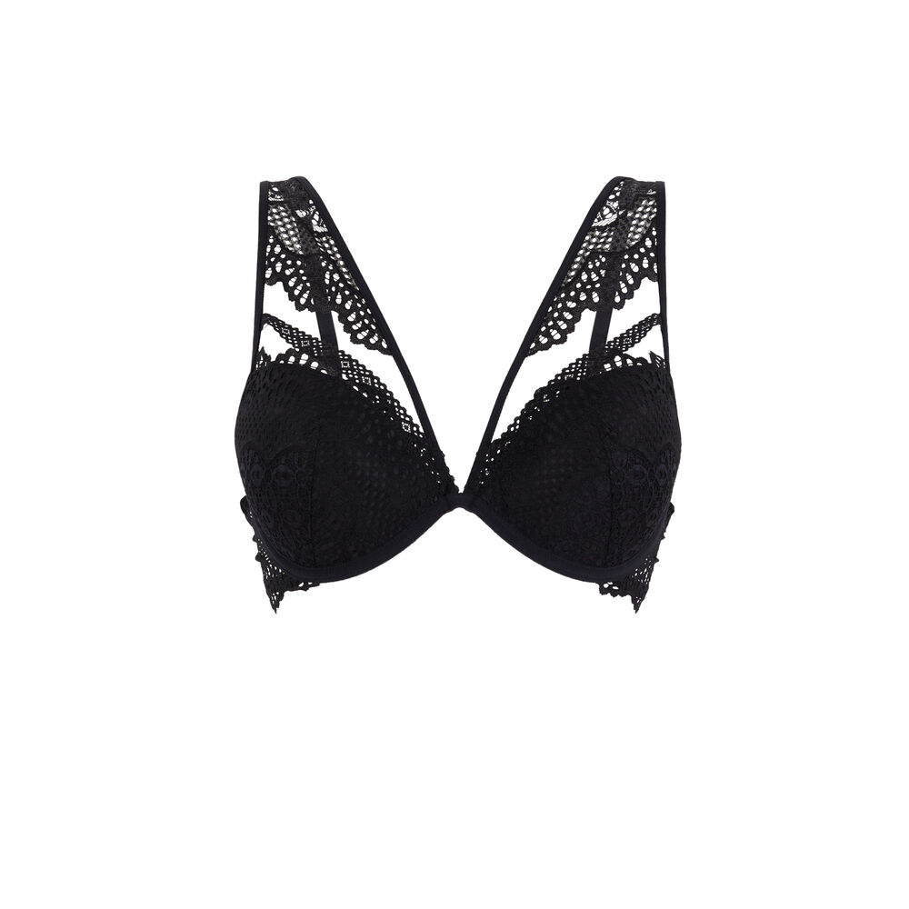 Soutien-gorge push-up en dentelle - noir noir.