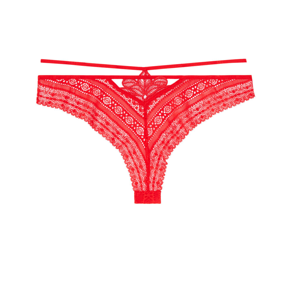 Tanga en dentelle détail banding - rouge rouge.