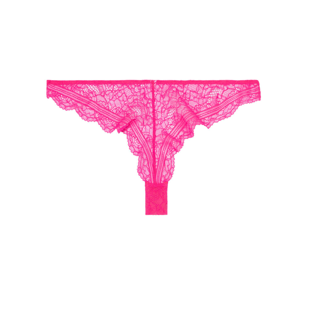 Tanga en dentelle - rose rose.