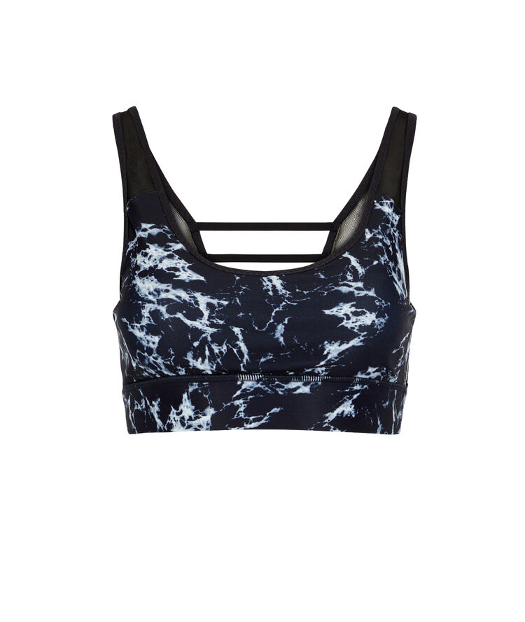 Brassière sport imprimé marbre supermarbliz noir.
