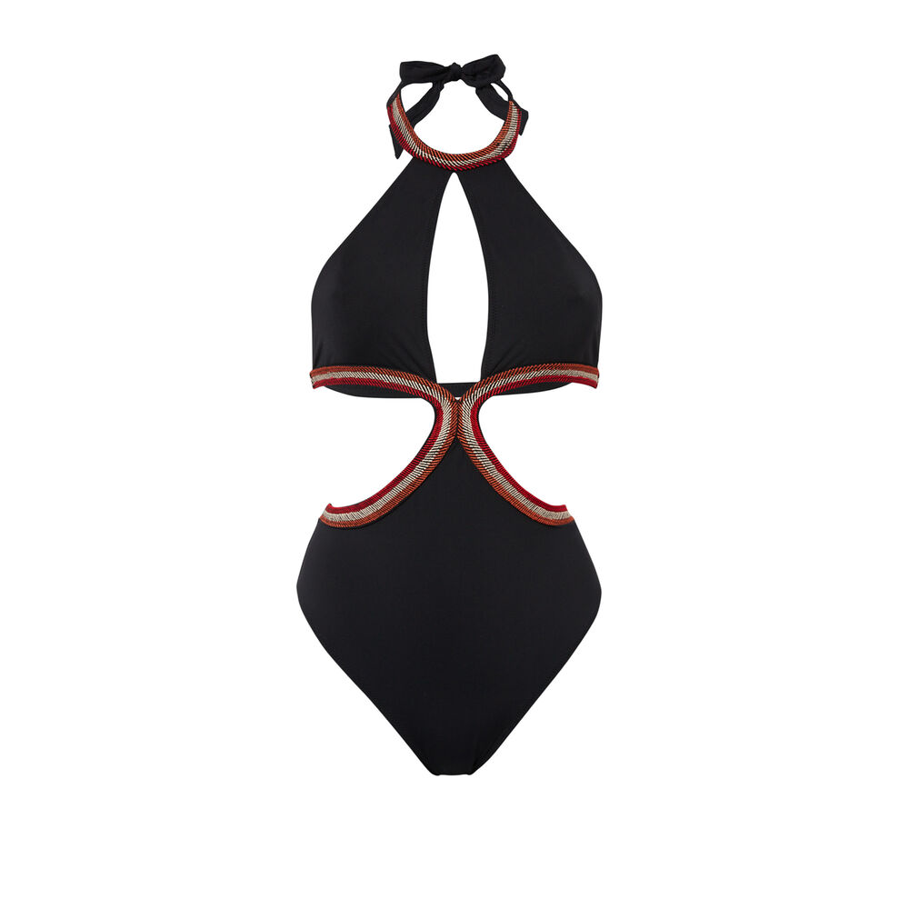 Maillot de bain 1 pièce à découpes - noir noir.