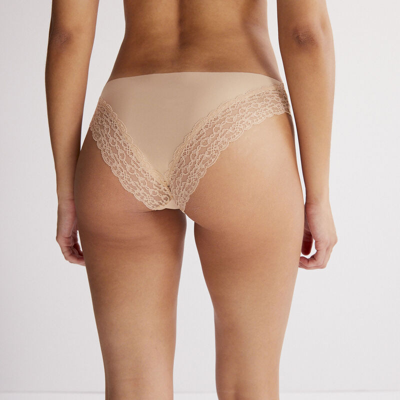 culotte en micro et dentelle - beige culotte en micro et dentelle - beige;