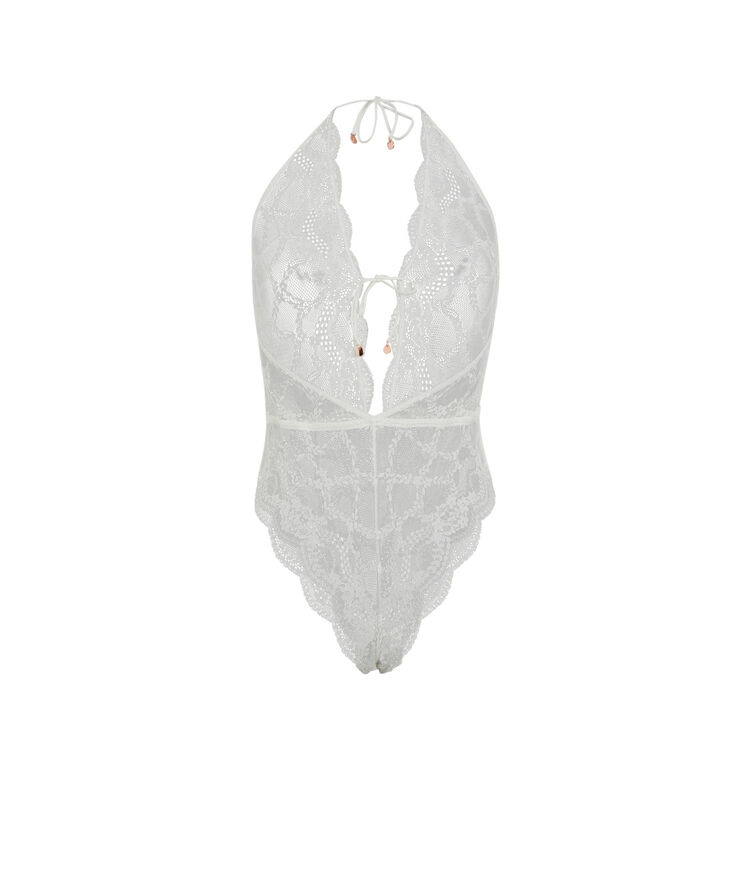 Body tanga en dentelle sans armatures - blanc blanc.