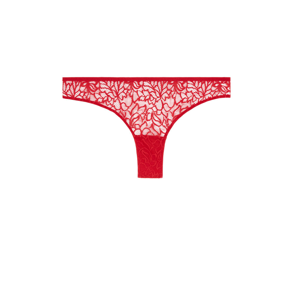 Tanga en dentelle - rouge rouge.
