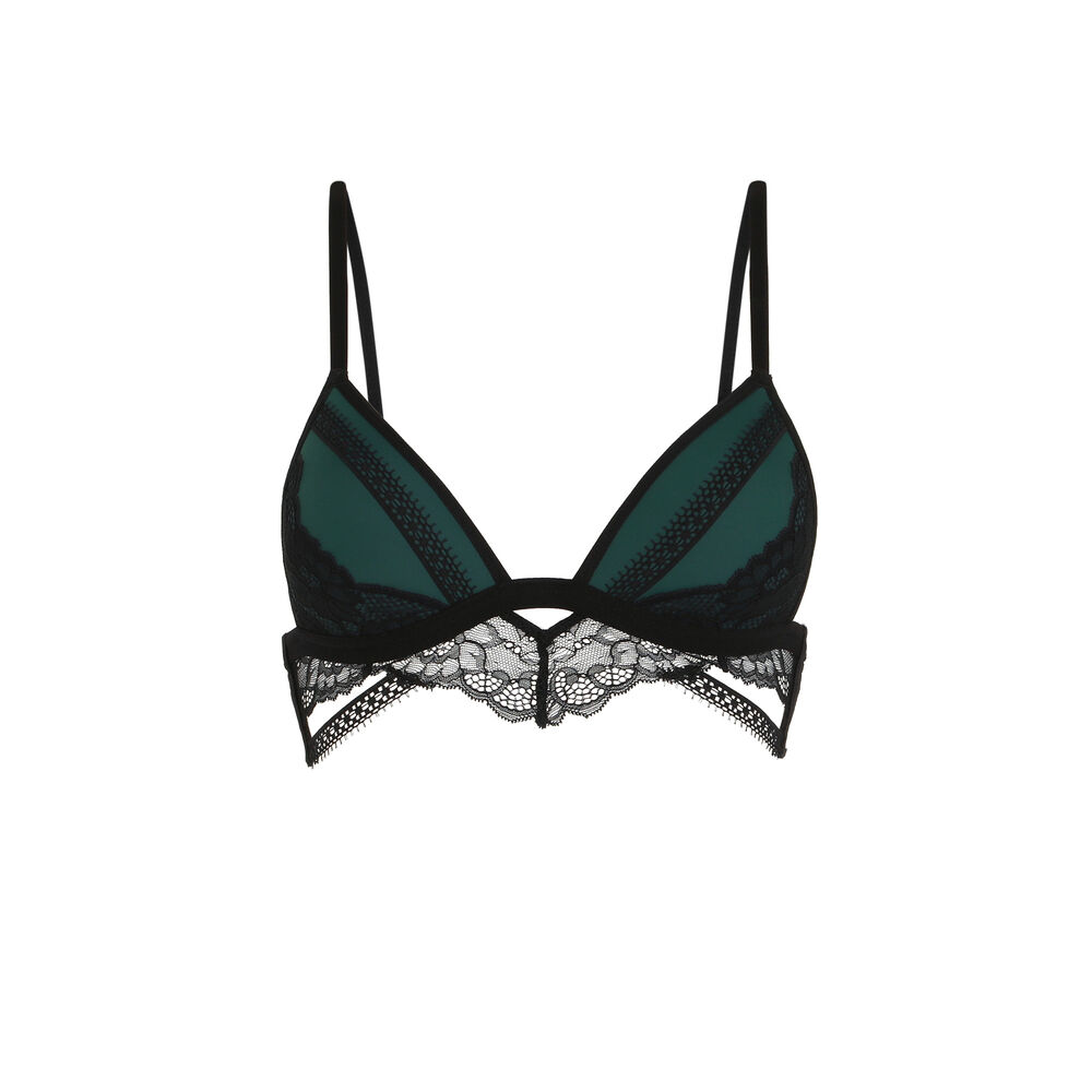 Soutien-gorge triangle bi-matières - vert vert.