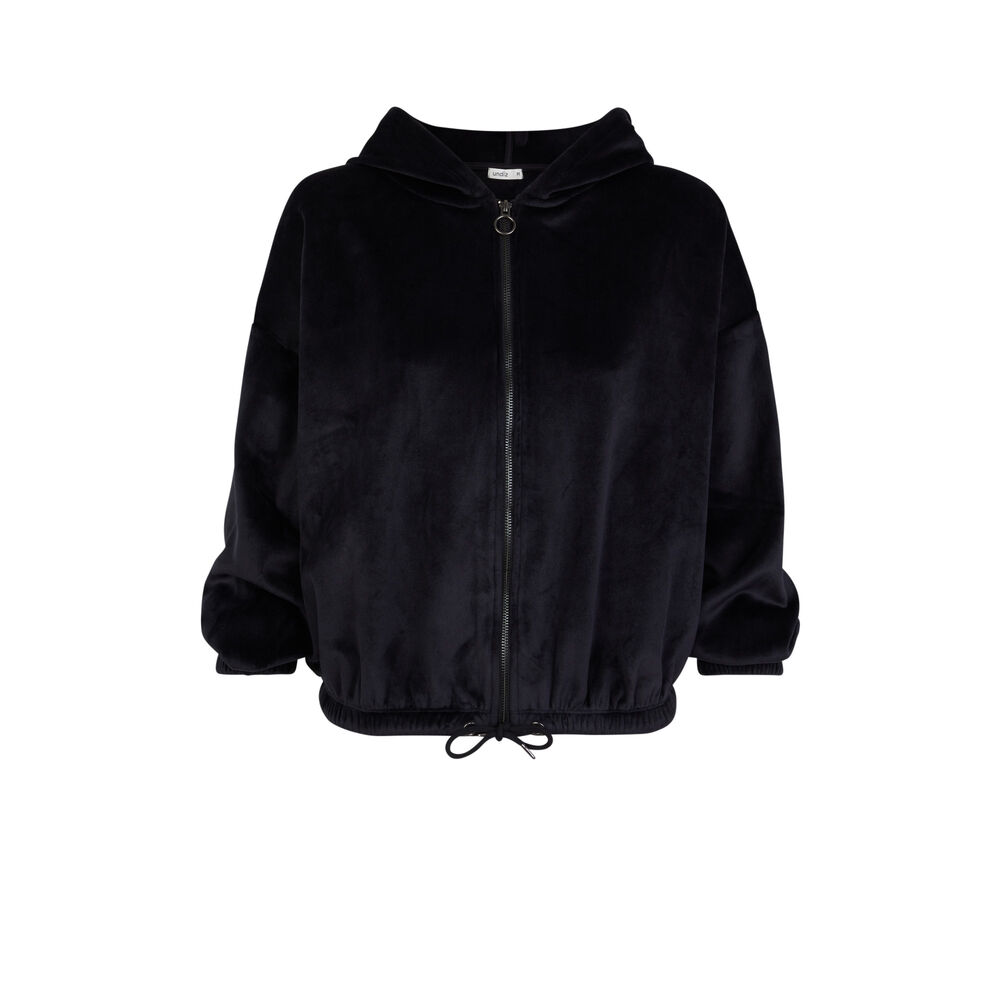 Sweat à capuche en velours - noir noir.